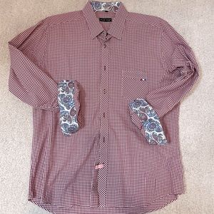 Jared Lang burgundy gingham dress shirt
